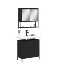 Ensemble de meubles salle de bain 2 pcs noir bois d'ingénierie | Mobilier & Déco