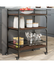 Chariot de cuisine chêne marron 65x40x86,5 cm bois d'ingénierie | Mobilier & Déco