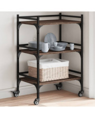 Chariot de cuisine chêne marron 50x35x75,5 cm bois d'ingénierie | Mobilier & Déco