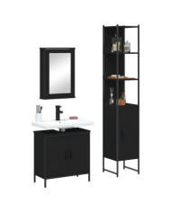 Ensemble de meubles salle de bain 3 pcs noir bois d'ingénierie | Mobilier & Déco