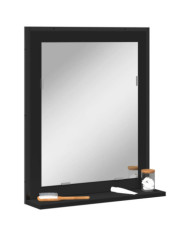 Miroir de salle de bain avec étagère noir bois d’ingénierie | Mobilier & Déco