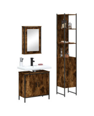 Ensemble de meubles de salle de bain 3 pcs Chêne fumé | Mobilier & Déco