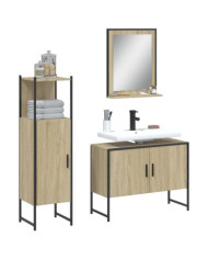 Ensemble d'armoires de salle de bain 3 pcs chêne sonoma | Mobilier & Déco