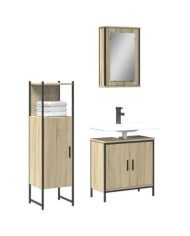 Ensemble de meubles de salle de bain 3 pcs chêne sonoma | Mobilier & Déco