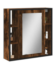 Armoire à miroir de salle de bain chêne fumé bois d’ingénierie | Mobilier & Déco
