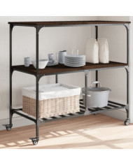 Chariot de cuisine chêne marron 100x50x95 cm bois d'ingénierie | Mobilier & Déco