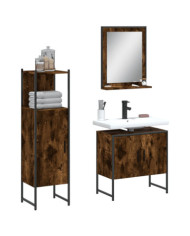 Ensemble d'armoires de salle de bain 3 pcs chêne fumé | Mobilier & Déco