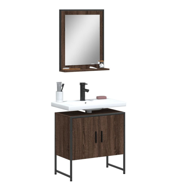 Ensemble d'armoires de salle de bain 2 pcs chêne marron | Mobilier & Déco