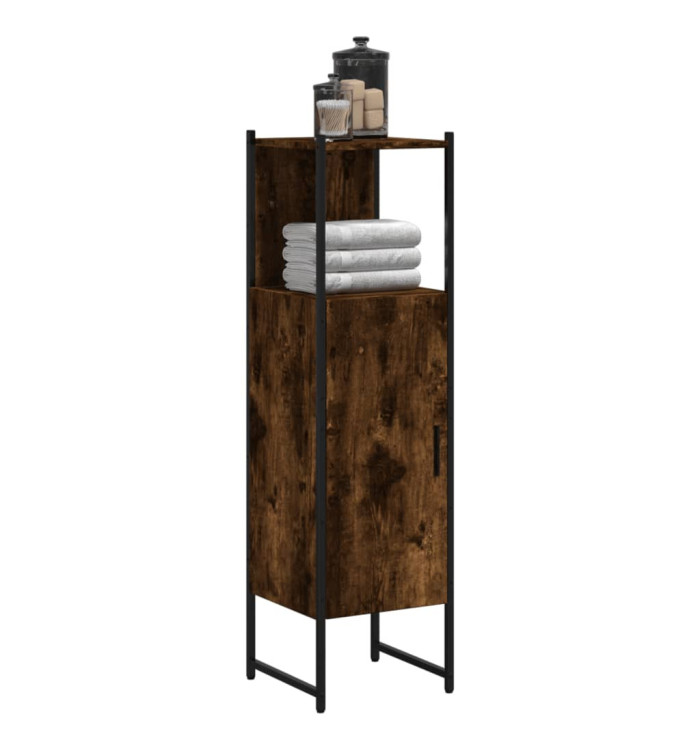 Armoire de salle de bain chêne fumé 33x33x120,5 cm | Mobilier & Déco