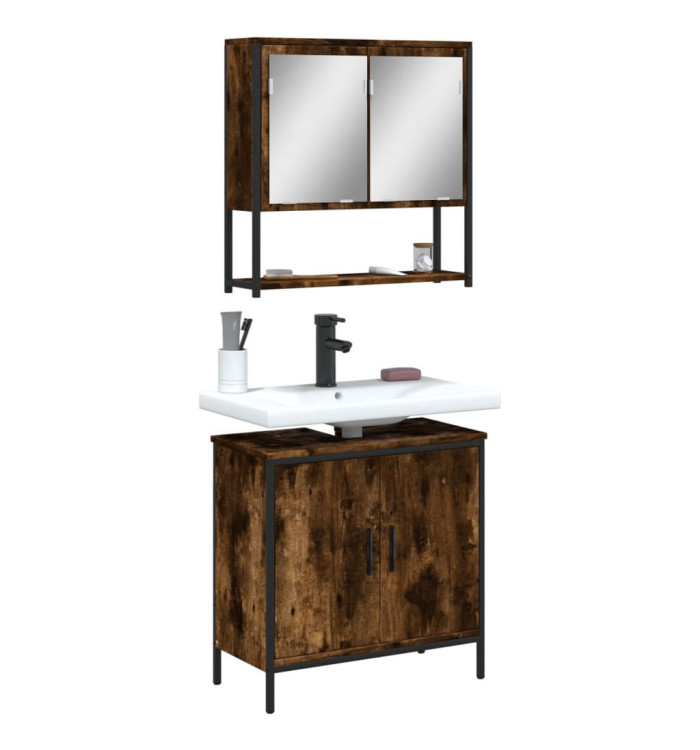 Ensemble de meubles de salle de bain 2 pcs Chêne fumé | Mobilier & Déco