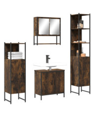 Ensemble de meubles de salle de bain 4 pcs Chêne fumé Bois | Mobilier & Déco