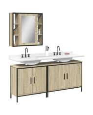 Ensemble d'armoires de salle de bain 3 pcs chêne sonoma | Mobilier & Déco