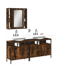 Ensemble d'armoires de salle de bain 3 pcs chêne fumé | Mobilier & Déco