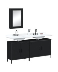 Ensemble de meubles salle de bain 3 pcs noir bois d'ingénierie | Mobilier & Déco