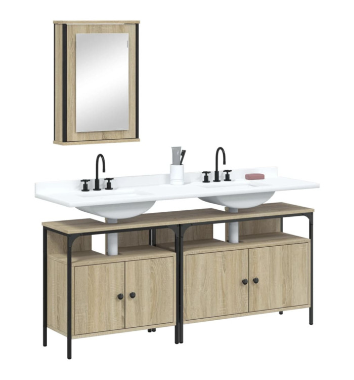 Ensemble de meubles de salle de bain 3 pcs chêne sonoma | Mobilier & Déco