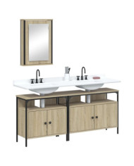 Ensemble de meubles de salle de bain 3 pcs chêne sonoma | Mobilier & Déco