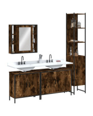 Ensemble d'armoires de salle de bain 4 pcs chêne fumé | Mobilier & Déco