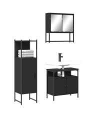 Ensemble de meubles salle de bain 3 pcs noir bois d'ingénierie | Mobilier & Déco