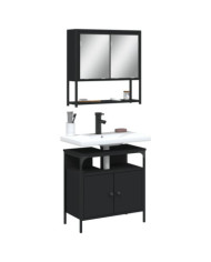 Ensemble de meubles salle de bain 2 pcs noir bois d'ingénierie | Mobilier & Déco