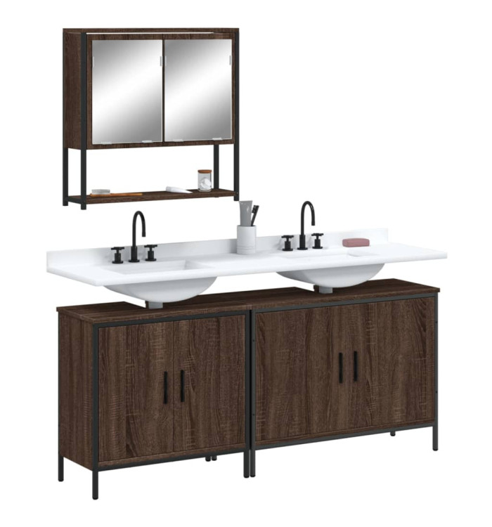 Ensemble de meubles de salle de bain 3 pcs Chêne marron | Mobilier & Déco
