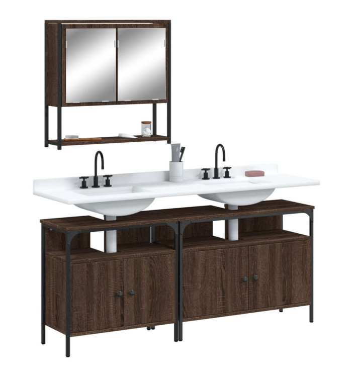 Ensemble de meubles de salle de bain 3 pcs Chêne marron | Mobilier & Déco