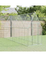 Cage pour poules argenté 400x100x190 cm acier galvanisé | Mobilier & Déco