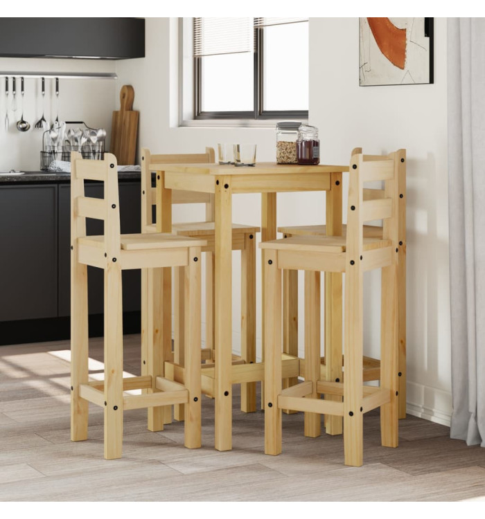 Ensemble de bar 5 pcs Bois de pin massif | Mobilier & Déco
