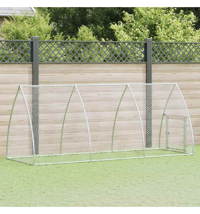 Cage pour poules argenté 300x105x120 cm acier galvanisé | Mobilier & Déco