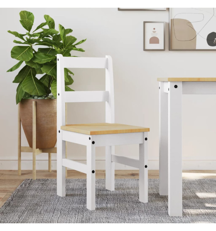 Chaises à manger lot de 2 Panama blanc bois massif de pin | Mobilier & Déco