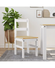 Chaises à manger lot de 2 Panama blanc bois massif de pin | Mobilier & Déco