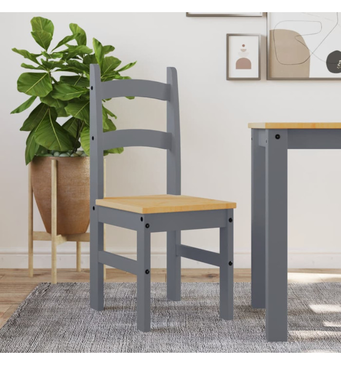 Chaises à manger lot de 2 gris 40x46x99 cm bois massif de pin | Mobilier & Déco