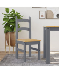 Chaises à manger lot de 2 gris 40x46x99 cm bois massif de pin | Mobilier & Déco