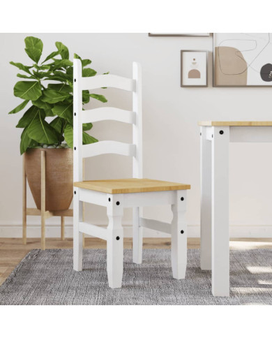Chaises à manger lot de 2 Corona blanc bois massif de pin | Mobilier & Déco
