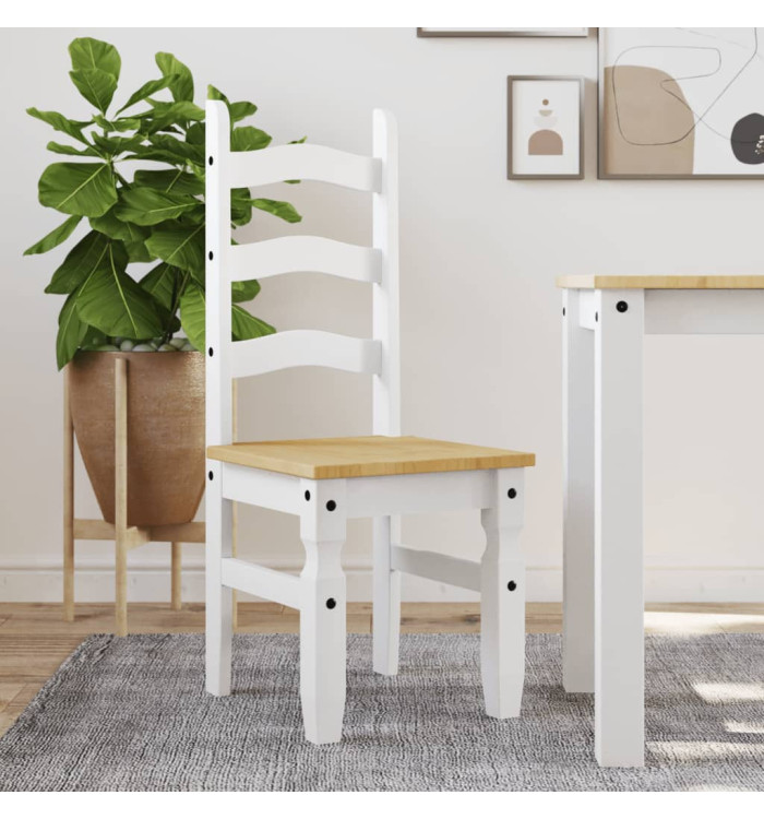 Chaises à manger lot de 2 Corona blanc bois massif de pin | Mobilier & Déco