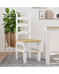 Chaises à manger lot de 2 Corona blanc bois massif de pin | Mobilier & Déco