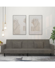 Canapé-lit à 2 places avec deux oreillers Gris foncé Velours | Mobilier & Déco