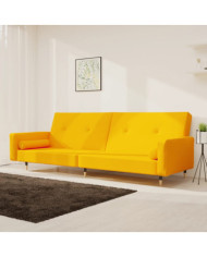 Canapé-lit à 2 places avec deux oreillers Jaune Velours | Mobilier & Déco