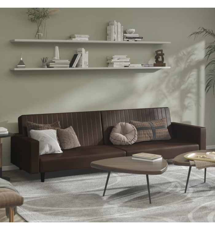 Canapé-lit 2 places marron similicuir | Mobilier & Déco