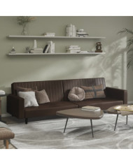 Canapé-lit 2 places marron similicuir | Mobilier & Déco