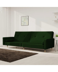 Canapé-lit à 2 places avec deux oreillers Vert foncé Velours | Mobilier & Déco