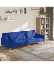 Canapé-lit à 2 places avec deux oreillers bleu tissu | Mobilier & Déco