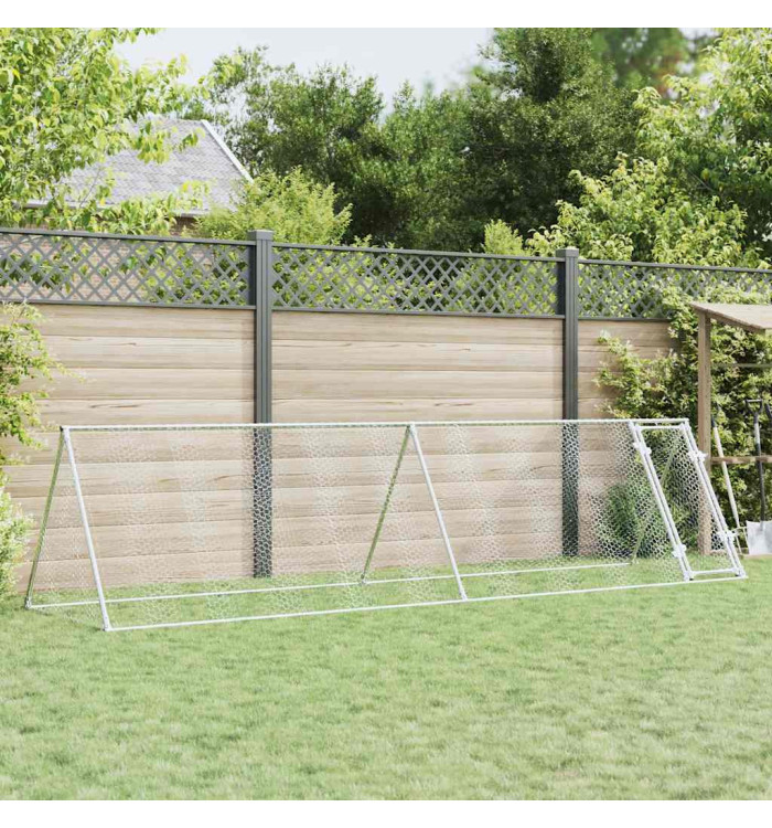 Cage pour poules argenté 400x105x91 cm acier galvanisé | Mobilier & Déco