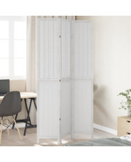 Cloison de séparation 3 panneaux blanc bois de paulownia massif | Mobilier & Déco