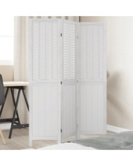 Cloison de séparation 3 panneaux blanc bois de paulownia massif | Mobilier & Déco