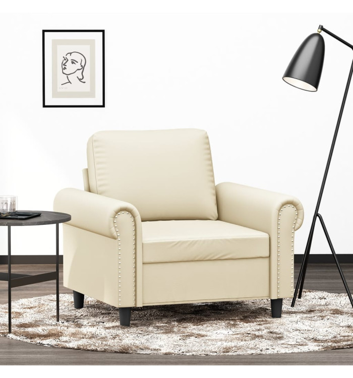 Fauteuil Crème 60 cm Similicuir | Mobilier & Déco