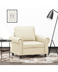 Fauteuil Crème 60 cm Similicuir | Mobilier & Déco