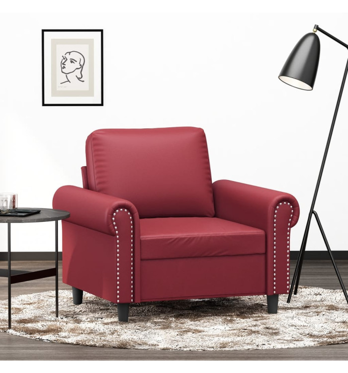 Fauteuil Rouge bordeaux 60 cm Similicuir | Mobilier & Déco
