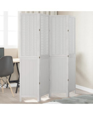 Cloison de séparation 4 panneaux blanc bois de paulownia massif | Mobilier & Déco