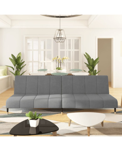 Canapé-lit à 2 places gris clair velours | Mobilier & Déco