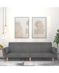 Canapé-lit à 2 places avec deux oreillers gris clair tissu | Mobilier & Déco